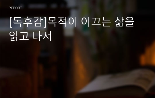 [독후감]목적이 이끄는 삶을 읽고 나서