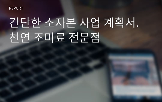 간단한 소자본 사업 계획서. 천연 조미료 전문점