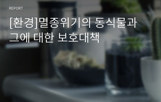 [환경]멸종위기의 동식물과 그에 대한 보호대책