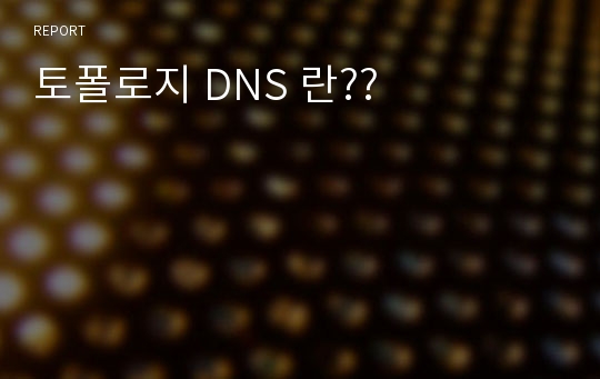 토폴로지 DNS 란??