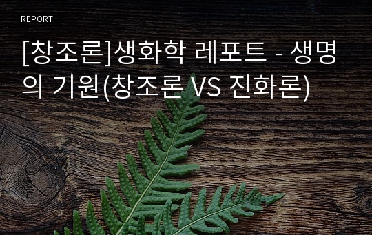 [창조론]생화학 레포트 - 생명의 기원(창조론 VS 진화론)