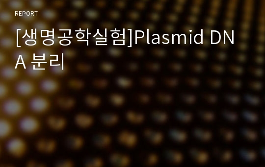 [생명공학실험]Plasmid DNA 분리