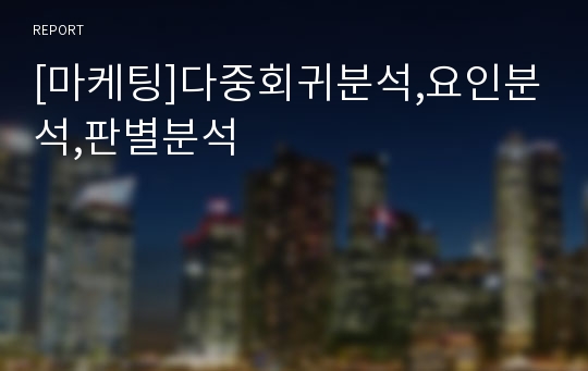 [마케팅]다중회귀분석,요인분석,판별분석