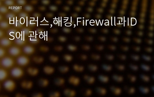 바이러스,해킹,Firewall과IDS에 관해