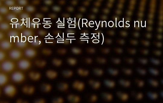 유체유동 실험(Reynolds number, 손실두 측정)