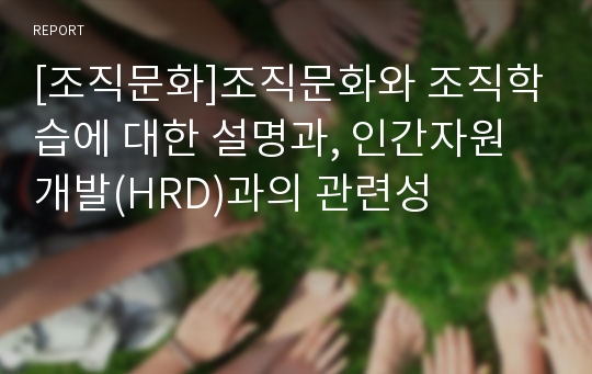 [조직문화]조직문화와 조직학습에 대한 설명과, 인간자원개발(HRD)과의 관련성