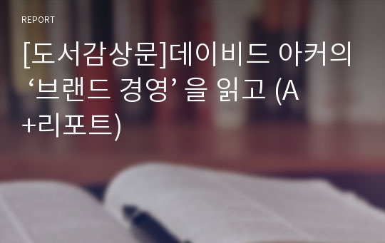 [도서감상문]데이비드 아커의 ‘브랜드 경영’ 을 읽고 (A+리포트)