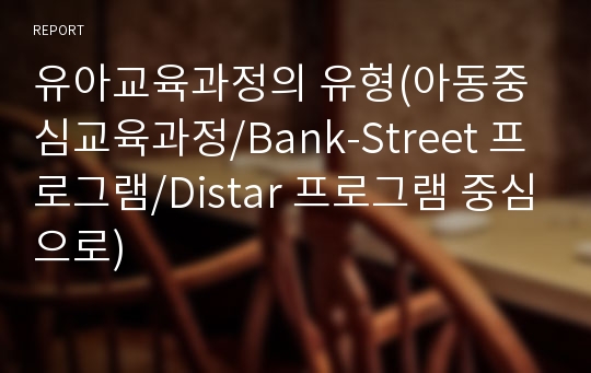 유아교육과정의 유형(아동중심교육과정/Bank-Street 프로그램/Distar 프로그램 중심으로)