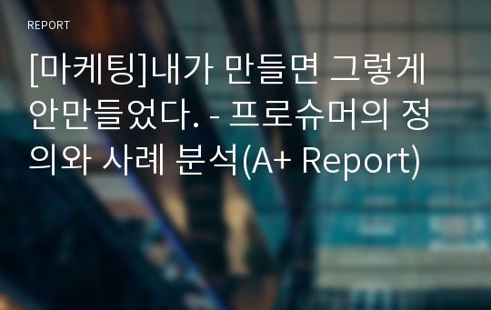 [마케팅]내가 만들면 그렇게 안만들었다. - 프로슈머의 정의와 사례 분석(A+ Report)