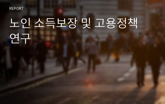 노인 소득보장 및 고용정책 연구