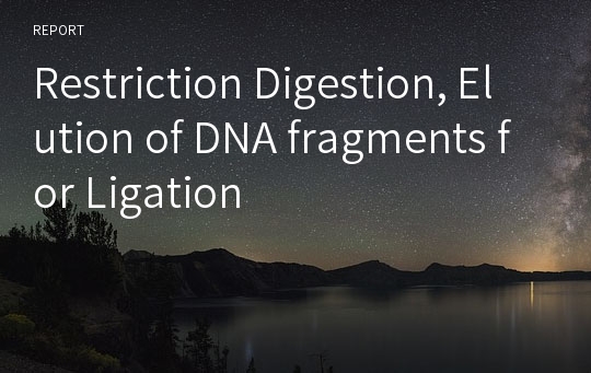 Restriction Digestion, Elution of DNA fragments for Ligation