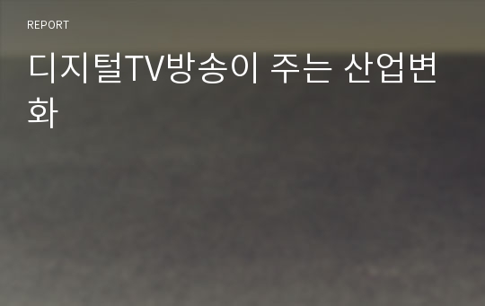 디지털TV방송이 주는 산업변화