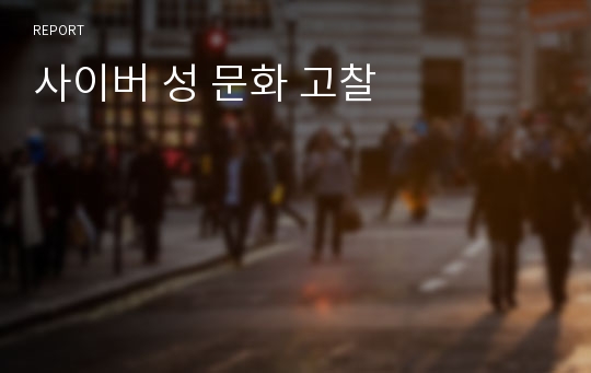 사이버 성 문화 고찰