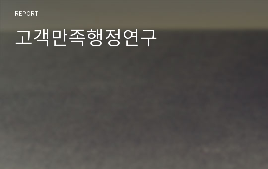 고객만족행정연구