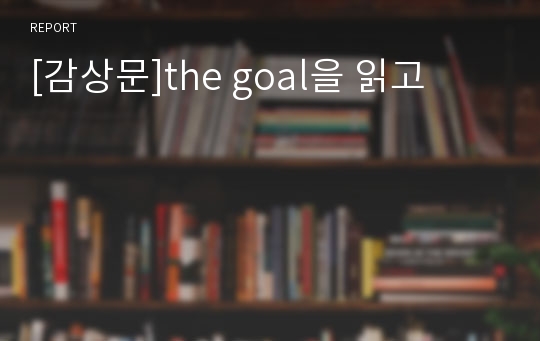 [감상문]the goal을 읽고