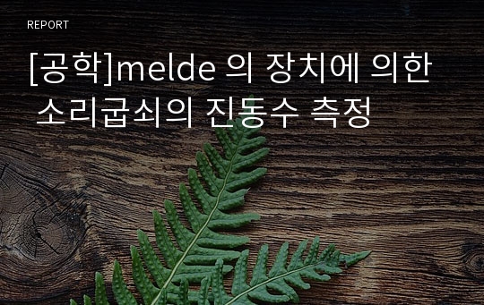 [공학]melde 의 장치에 의한 소리굽쇠의 진동수 측정