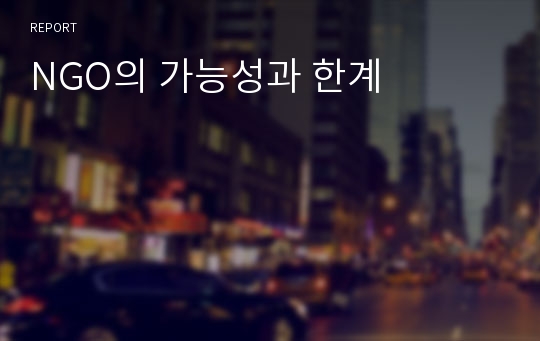 NGO의 가능성과 한계