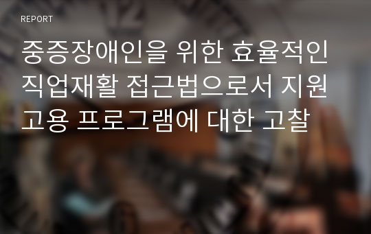 중증장애인을 위한 효율적인 직업재활 접근법으로서 지원고용 프로그램에 대한 고찰