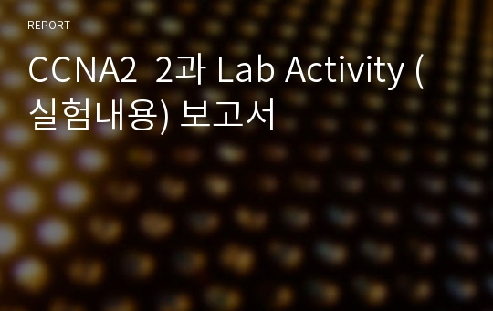 CCNA2  2과 Lab Activity (실험내용) 보고서