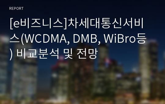 [e비즈니스]차세대통신서비스(WCDMA, DMB, WiBro등) 비교분석 및 전망