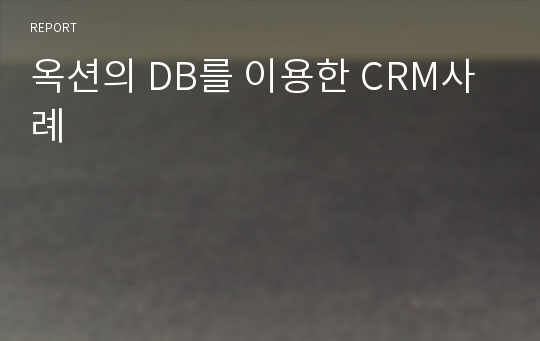 옥션의 DB를 이용한 CRM사례