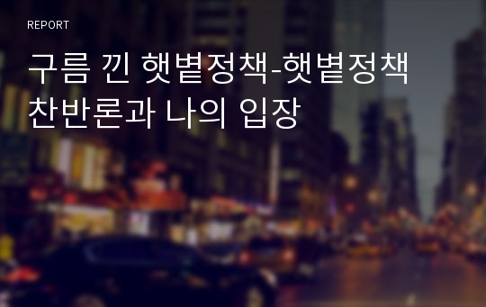 구름 낀 햇볕정책-햇볕정책 찬반론과 나의 입장