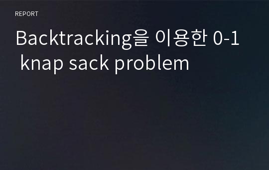 Backtracking을 이용한 0-1 knap sack problem