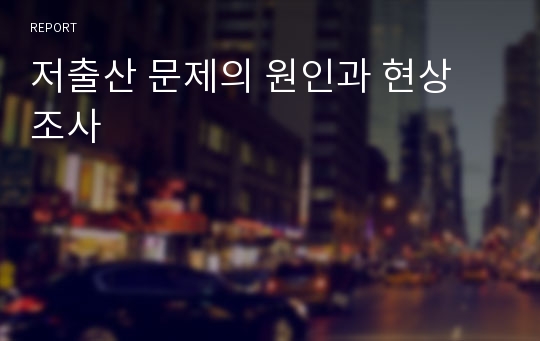 저출산 문제의 원인과 현상 조사