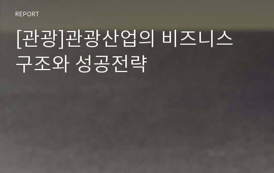 [관광]관광산업의 비즈니스 구조와 성공전략