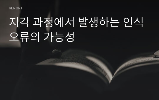 지각 과정에서 발생하는 인식오류의 가능성