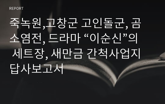 죽녹원,고창군 고인돌군, 곰소염전, 드라마 “이순신”의 세트장, 새만금 간척사업지 답사보고서