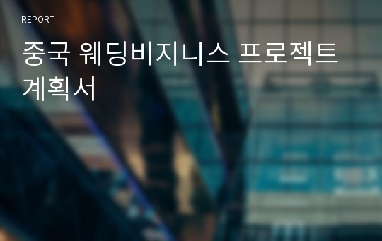 중국 웨딩비지니스 프로젝트계획서