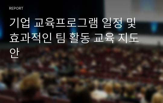 기업 교육프로그램 일정 및 효과적인 팀 활동 교육 지도안