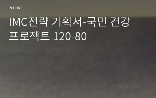 IMC전략 기획서-국민 건강 프로젝트 120-80