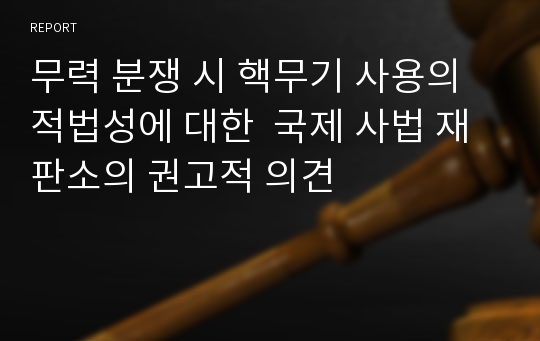 무력 분쟁 시 핵무기 사용의 적법성에 대한  국제 사법 재판소의 권고적 의견