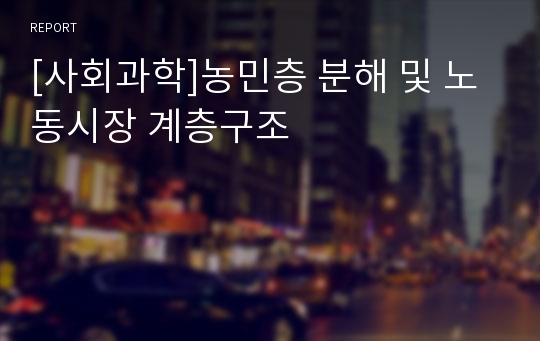 [사회과학]농민층 분해 및 노동시장 계층구조