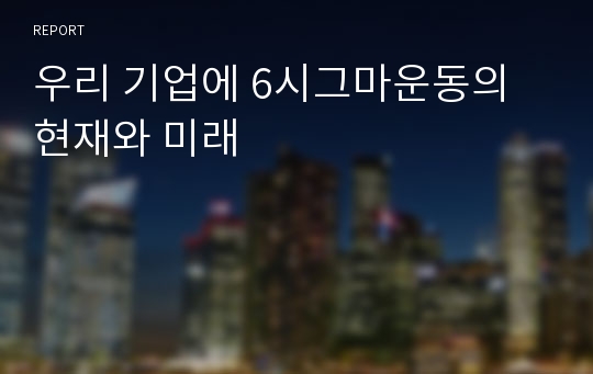 우리 기업에 6시그마운동의 현재와 미래