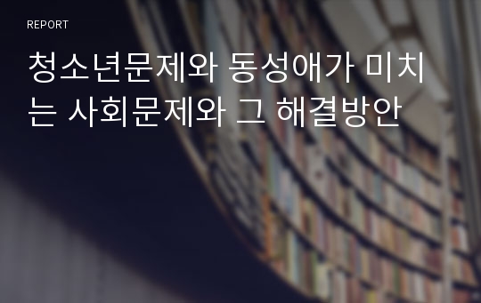 청소년문제와 동성애가 미치는 사회문제와 그 해결방안