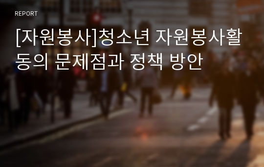 [자원봉사]청소년 자원봉사활동의 문제점과 정책 방안