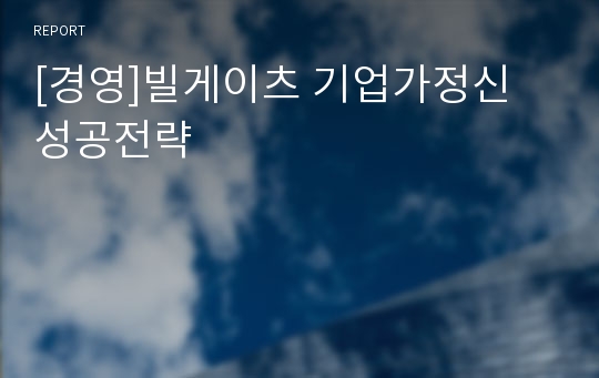 [경영]빌게이츠 기업가정신 성공전략