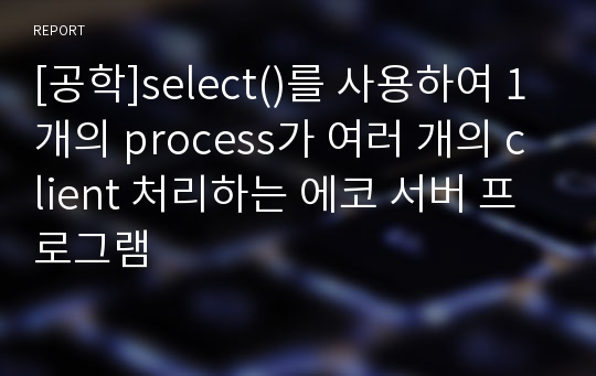 [공학]select()를 사용하여 1개의 process가 여러 개의 client 처리하는 에코 서버 프로그램