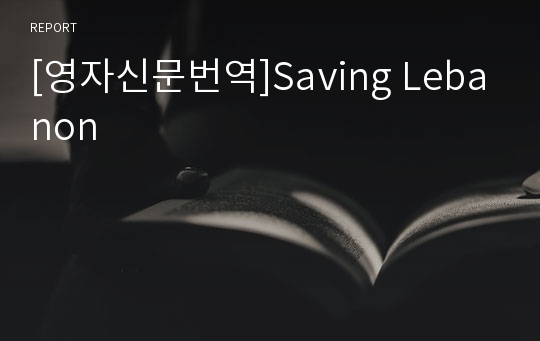 [영자신문번역]Saving Lebanon