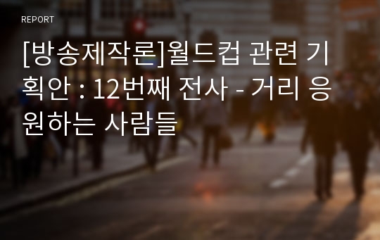 [방송제작론]월드컵 관련 기획안 : 12번째 전사 - 거리 응원하는 사람들