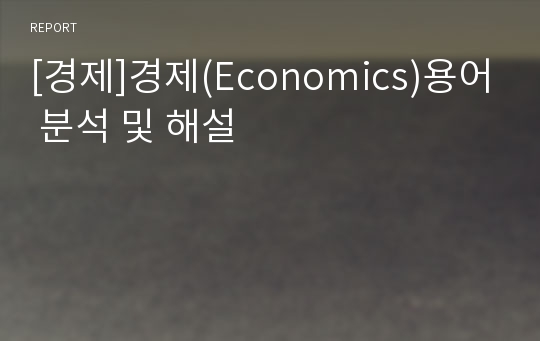 [경제]경제(Economics)용어 분석 및 해설