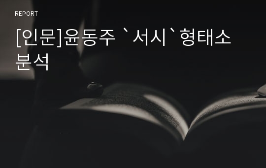 [인문]윤동주 `서시`형태소 분석