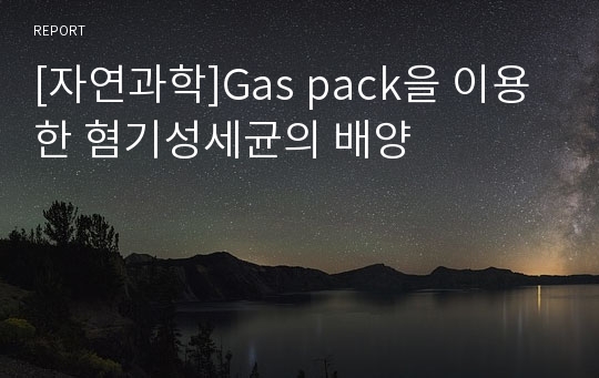 [자연과학]Gas pack을 이용한 혐기성세균의 배양