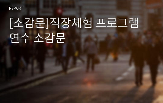 [소감문]직장체험 프로그램 연수 소감문