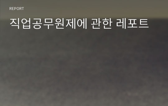 직업공무원제에 관한 레포트