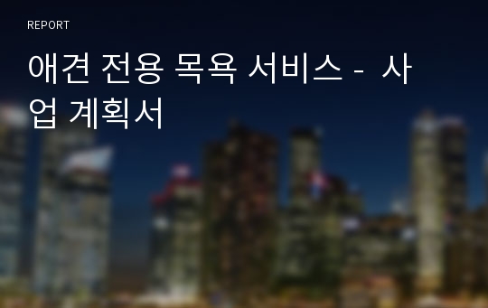 애견 전용 목욕 서비스 -  사업 계획서