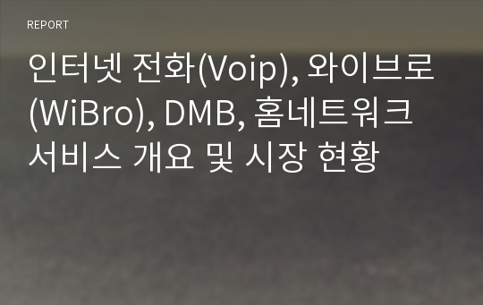 인터넷 전화(Voip), 와이브로(WiBro), DMB, 홈네트워크 서비스 개요 및 시장 현황